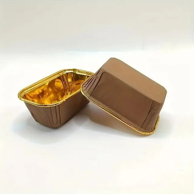 The Baking Curv 100gm Bar Cake Mould with Lid – Non-Stick Baking Tin for Homemade Cakes & Gifting - Woody Brown, Pack of 10