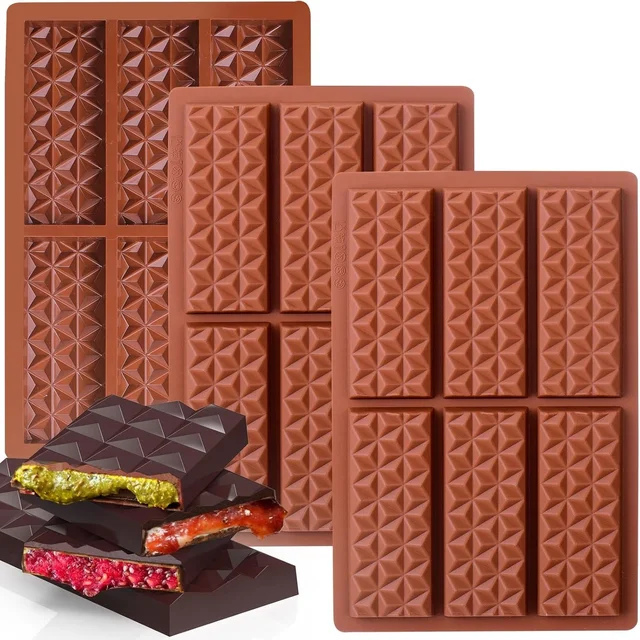 The Baking Curv 6 Cavity Deep Diamond Chocolate Kunafa Bar Mould