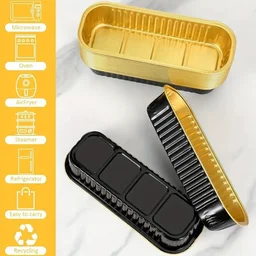 Rectangle Foil Limo Bake & Serve with Lid – Oven-Safe, Disposable Baking Tray with Dome Lid | The Baking Curv - Pack Of 10, Black
