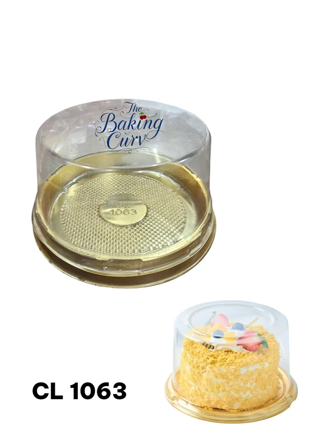 The Baking Curv PVC Round Bento Box With Golden Base Cake Box (CL1063) Pack of 500 - Pack Of 500