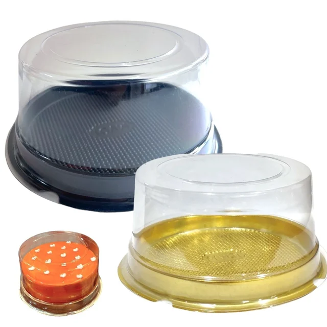 The Baking Curv PVC Round Bento Box With Golden Base Cake Box (CL1063) Pack of 500 - Pack Of 500