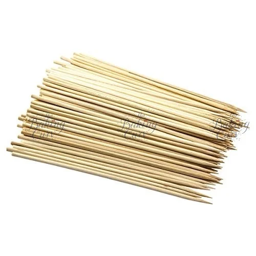 The Baking Curv (8 inches) Natural Bamboo Wooden Skewer Satay Sticks /BBQ Sticks for Kebab Chicken Paneer Tikka Fruits Salad for Barbecue and Grilling - 8 Inch