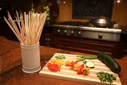 The Baking Curv (8 inches) Natural Bamboo Wooden Skewer Satay Sticks /BBQ Sticks for Kebab Chicken Paneer Tikka Fruits Salad for Barbecue and Grilling - 8 Inch