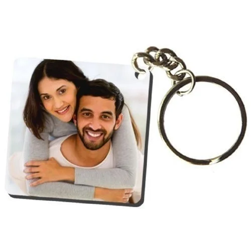 Print X Customized Photo Printed Keychain - Square, White