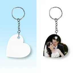 Print X Customized Photo Printed Keychain - Heart, White