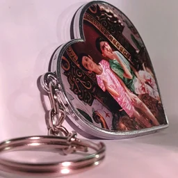 Print X Customized Metal Keychain Bothside Print - Heart, White