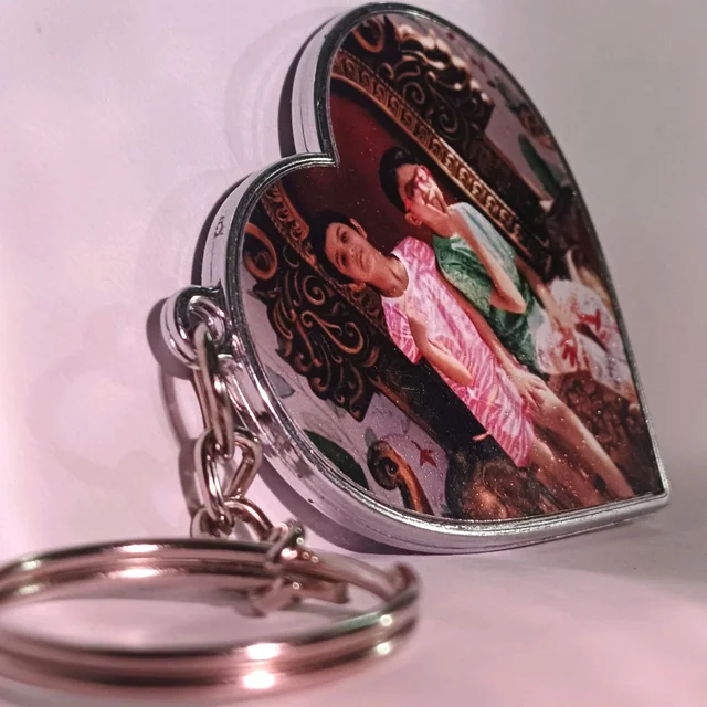 Print X Customized Metal Keychain Bothside Print - Heart, White