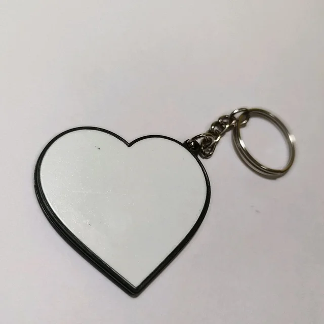 Print X Customized Metal Keychain Bothside Print - Heart, White