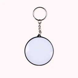 Print X Customized Metal Keychain Bothside Print - Round, White