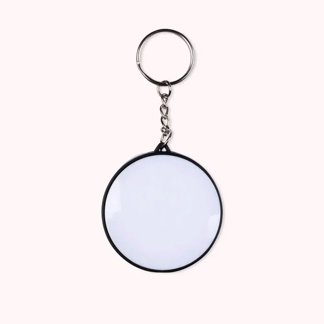 Print X Customized Metal Keychain Bothside Print - Round, White
