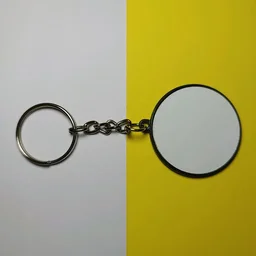 Print X Customized Metal Keychain Bothside Print - Round, White