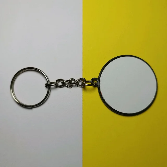 Print X Customized Metal Keychain Bothside Print - Round, White