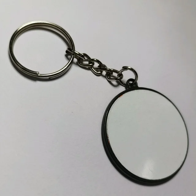 Print X Customized Metal Keychain Bothside Print - Round, White