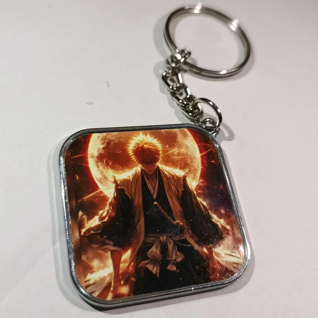 Print X Customized Metal Keychain Bothside Print - Square, White