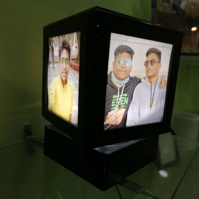 Print X Customized LED Rotating Lamp - 4x4 Inch, Black