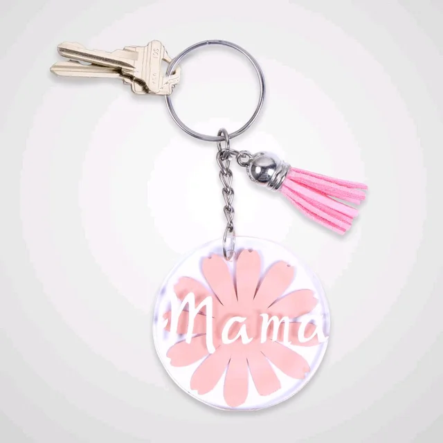 Print X Customized Acrylic Glass Keychain - White, Round