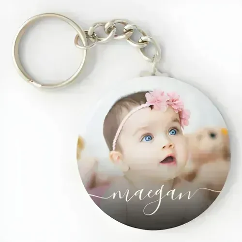 Print X Customized Photo Printed Keychain - Round, White