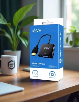 EVM HDMI to VGA Adapter, 1080p @ 60Hz, Gold-Plated Connectors, Plug & Play, Durable Build, Compatible with Laptops, MacBooks, HDTVs, Projectors & Gaming Consoles, 1-Year Warranty HDVGA