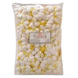Om Phool Batti Round Cotton Wicks for Diya, GOL Batti for Puja with Chandan Tip, 2100 Pieces (Pack of 2, Yellow)