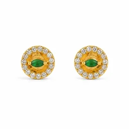 Emerald Halo Crystal Stud Earrings