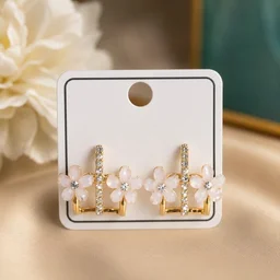 Blush Bloom Crystal Hoop Earrings