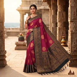 Mahabalipuram Silk Saree (Deep Maroon & Jet Black)