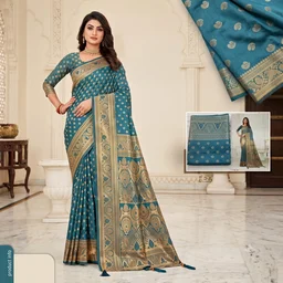 Banarasi Pure Mashru Silk Saree (Blue)