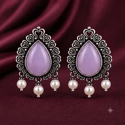 Oxidised Drop Earrings Aqua Purple/ Turquoise