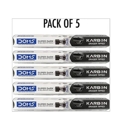 DOMS Karbon Eraser Tipped Super Dark Pencil  (Set of 50, Black)