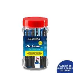 Classmate Octane Gel Pen (Pack of 25)-Blue And Black