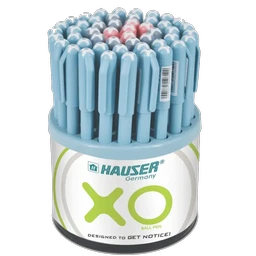 HAUSER XO 0.6 mm Tumbler | Minimalistic Design | Smooth Writing Ball Pen (Pack of 50, Ink Color - Blue, Black & Red)