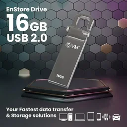 EVM EnStore 16GB Metal USB 2.0 Flash Drive - High Read Speeds up to 15MB/s & Write Speeds up to 8MB/s - Durable Metal Casing - Ideal for Data Transfer & Storage - (EVMPD/16GB)