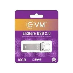 EVM EnStore 16GB Metal USB 2.0 Flash Drive - High Read Speeds up to 15MB/s & Write Speeds up to 8MB/s - Durable Metal Casing - Ideal for Data Transfer & Storage - (EVMPD/16GB)