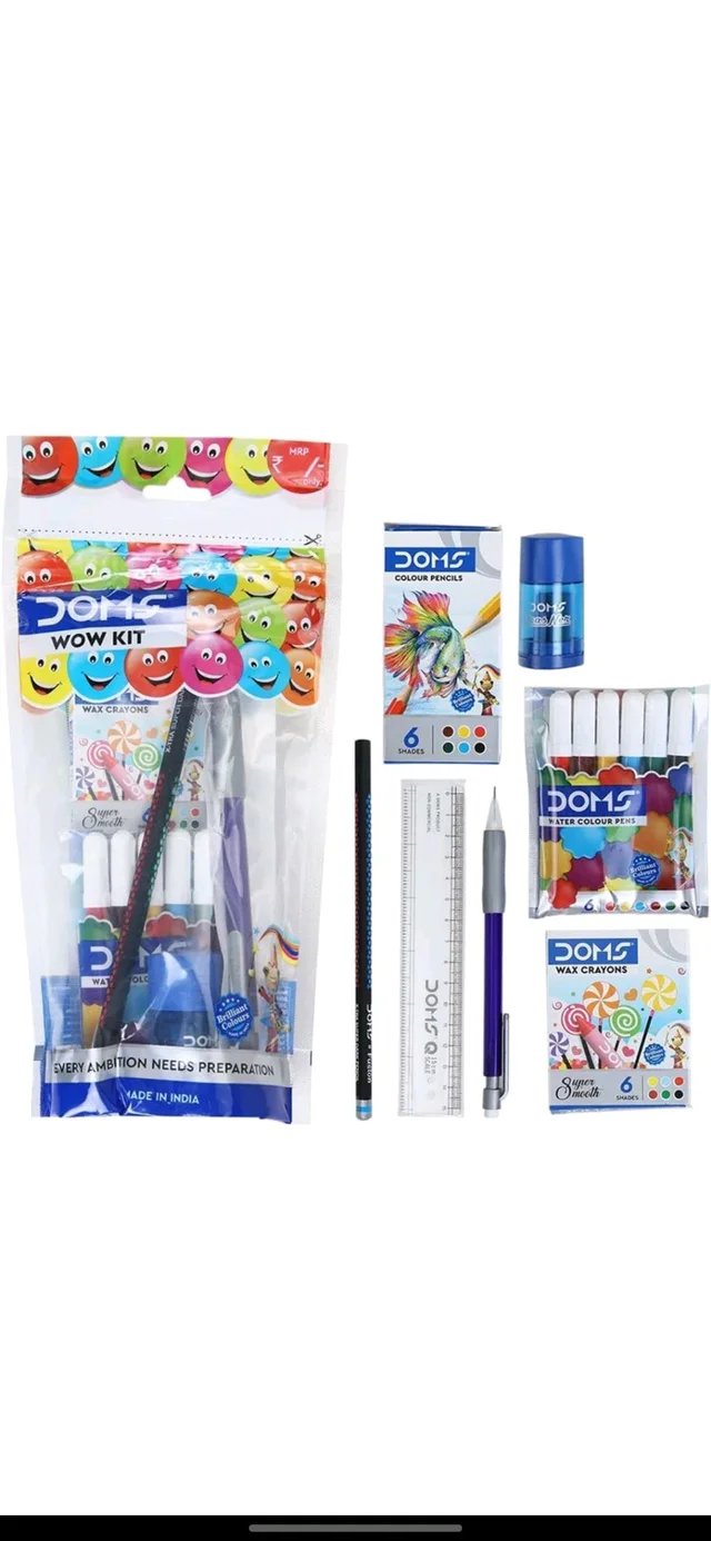 Doms wow Kit | Perfect Value Pack | Kit For School Essentials | Gifting Range For Kids | Combination of 7 Stationery Items | mrp ₹:49 | Sam's Toy World Ahmedabad