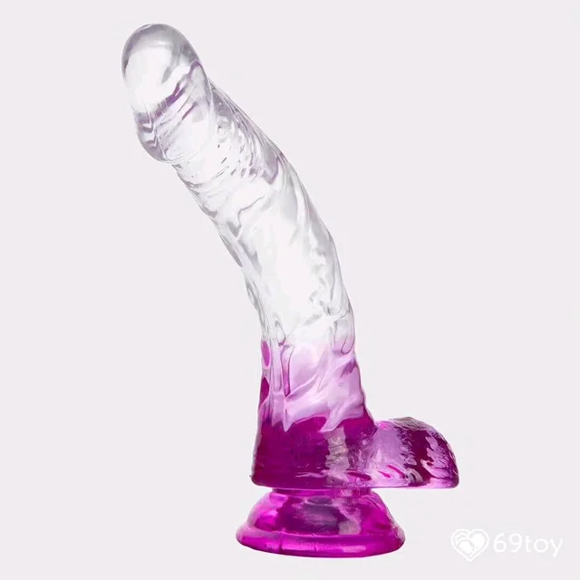 Jelly Realistic D*ldo with Balls - Women, TPE Super Skin, - Women, Silicone, 6 Inch