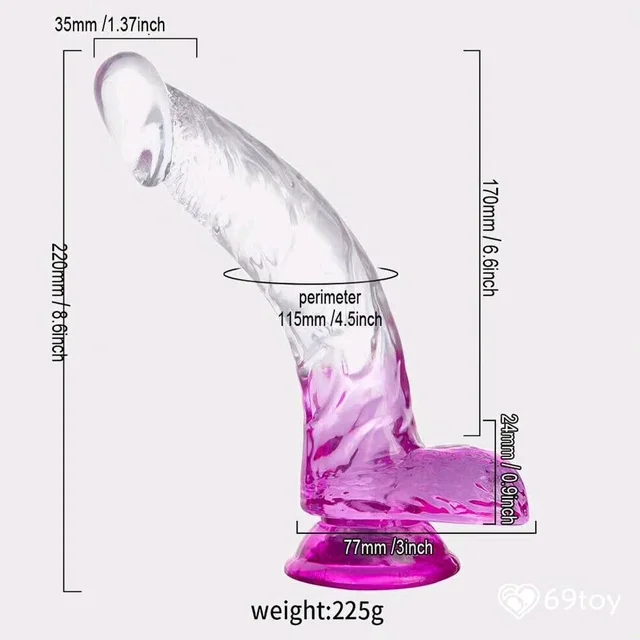 Jelly Realistic D*ldo with Balls - Women, TPE Super Skin, - Women, Silicone, 6 Inch