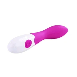 Joy Pink and White 7 Speed Vibrator - Hot Pink, Silicone, 6 Inch