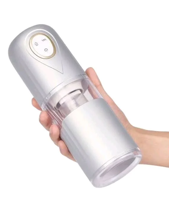 TOUCH Space Sliver 10 Mode Auto Rotation & Thrusting Masturbator Cup For Men - Silver, ABS+ Silicone, Men