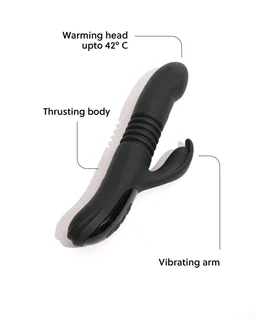 Sangya Premium vibrating thruster with heating options - Black, Silicone, 8 Inch