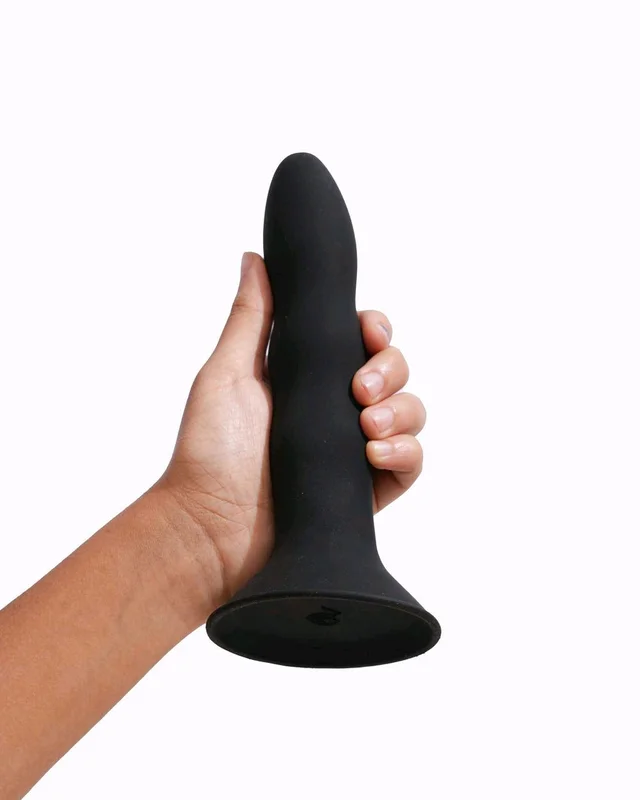 Non Vibrating Massager with Suction Base - Medical grade silicon, Black, 7 Inch