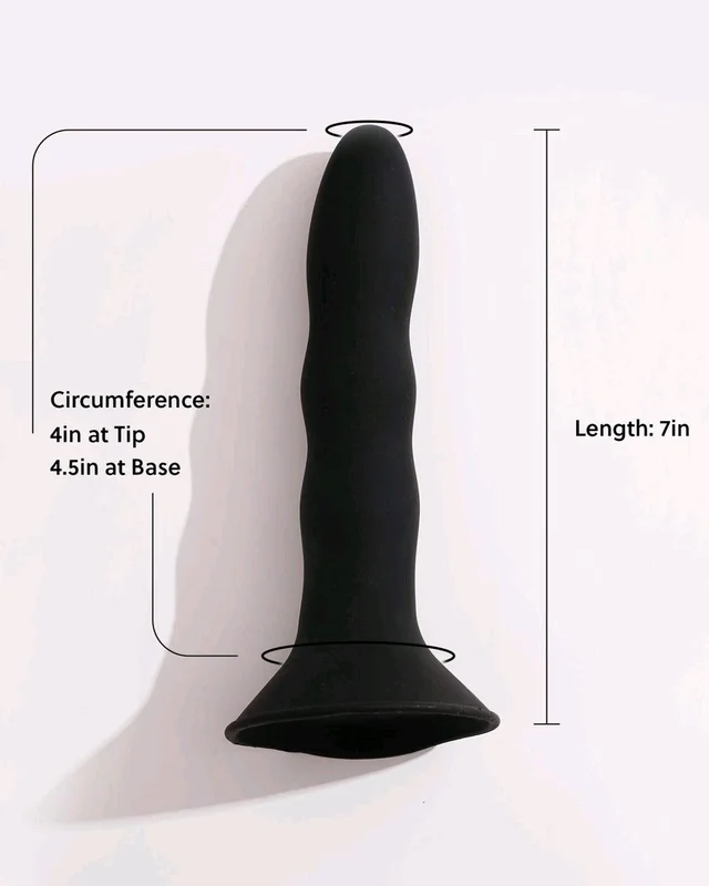 Non Vibrating Massager with Suction Base - Medical grade silicon, Black, 7 Inch
