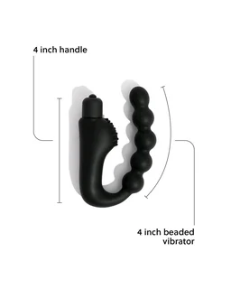 Beaded Silicone sleeve with a Bullet Massager - Silicone and ABS plastic, Black, 4 Inch