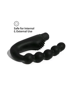 Beaded Silicone sleeve with a Bullet Massager - Silicone and ABS plastic, Black, 4 Inch