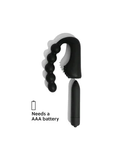 Beaded Silicone sleeve with a Bullet Massager - Silicone and ABS plastic, Black, 4 Inch