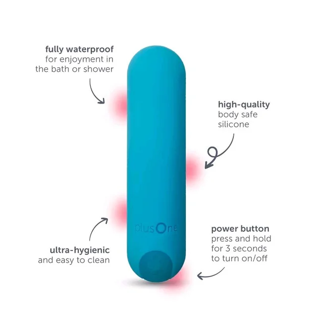 plusOne Waterproof and Rechargeable Vibrating Bullet - Eastern Blue, Women, 5.6 Inch