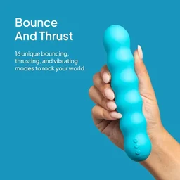 hello Cake Bounce Vibe Thrusting Vibrator - Silicone, Women, Eastern Blue