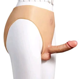 Wearable Silicone Lesbian Strapon Dildo - Silicone, Tan, 7 Inch