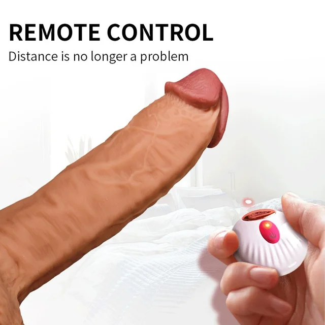 Realistic Thrusting Suction Cup Dildo Vibrator - Soft silicone, 6 Inch, Tan