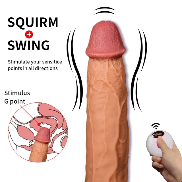 Realistic Thrusting Suction Cup Dildo Vibrator - Soft silicone, 6 Inch, Tan