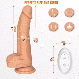 Thrusting Swing Suction Cup Dildo Vibrator - Tan, Soft Silicone, 6 Inch